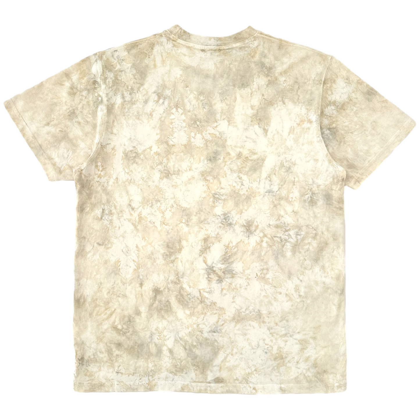 oatmeal marble dyed unisex t-shirt back view
soft cotton marble tee in oatmeal tone on tone color
unisex marble dyed t-shirt detail view