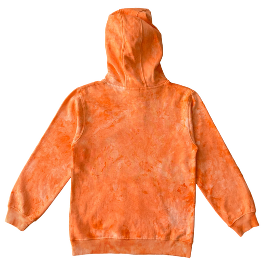 Marble Hand Dyed Youth Hoodie - Orange, Burnt Orange, Tie Dye, Vintage Washed dyed Back