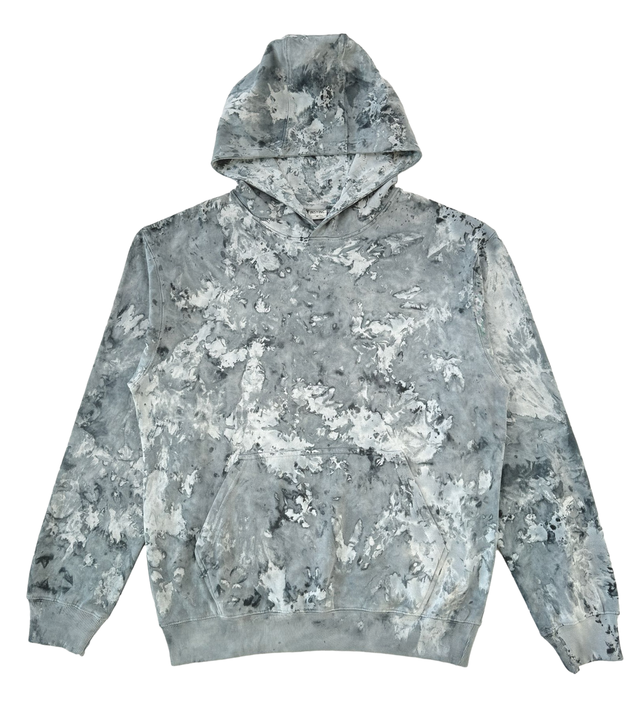 Marble Dyed Unisex fit Hoodie exclusively designed and made for Tees INSYINC in 100% premium combed cotton - Graphite Grey - Black