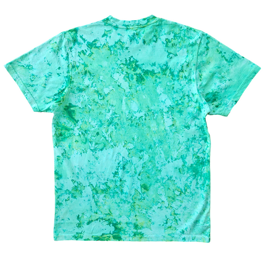 irish green tone on  tone marble dyed unisex t-shirt back view

soft cotton marble tee in irish green tone on tone color

unisex marble dyed t-shirt detail view