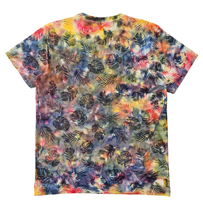 Tie Dye over printed Tee adult Multi Red Green back