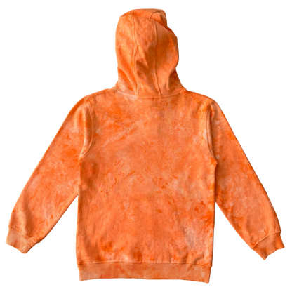 Marble Hand Dyed Youth Hoodie - Orange, Burnt Orange, Tie Dye, Vintage Washed dyed Back